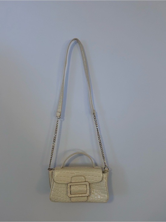 Zara Handbags - Zara Cream Croc-Embossed Crossbody Bag with Top Handle